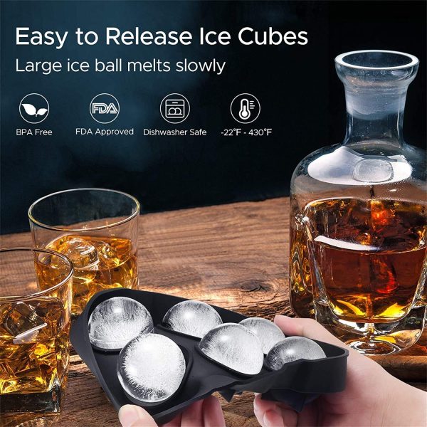 1 Pc Ice Cubes Tray, 6-grid Ice Cubes Maker Round Ice Cubes Tray Silicone Ice Mold Party Bar (random Color)