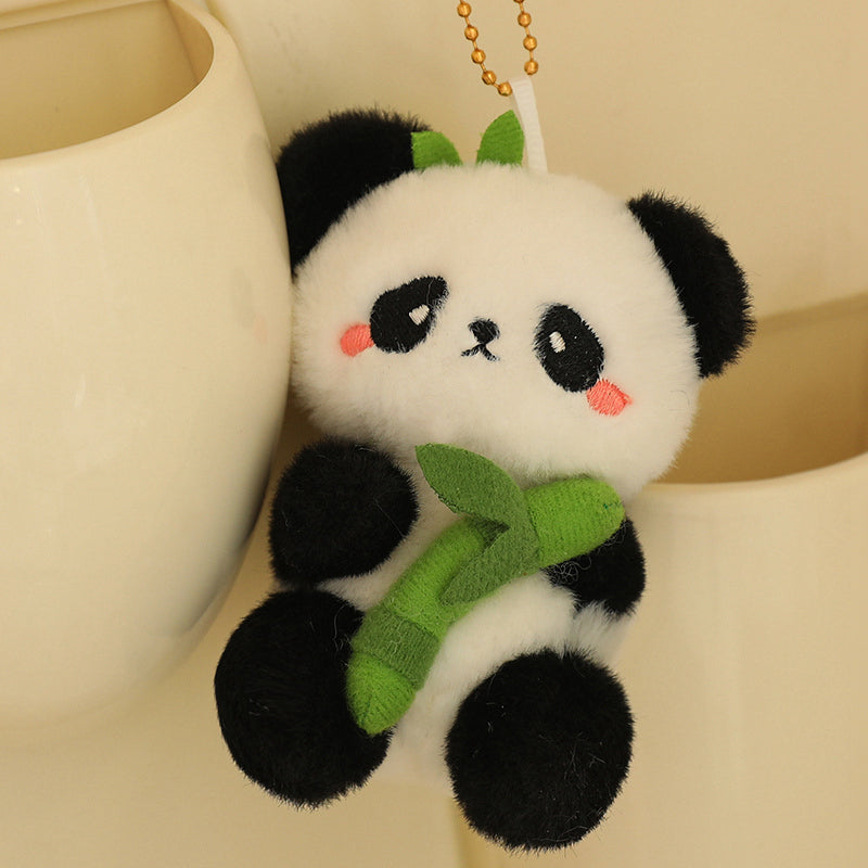 Cute 10cm Bamboo Panda Plush Toy Small Pendant Stuffed Animals Soft Doll Fluffy Panda Bag Decoration Birthday Gift.