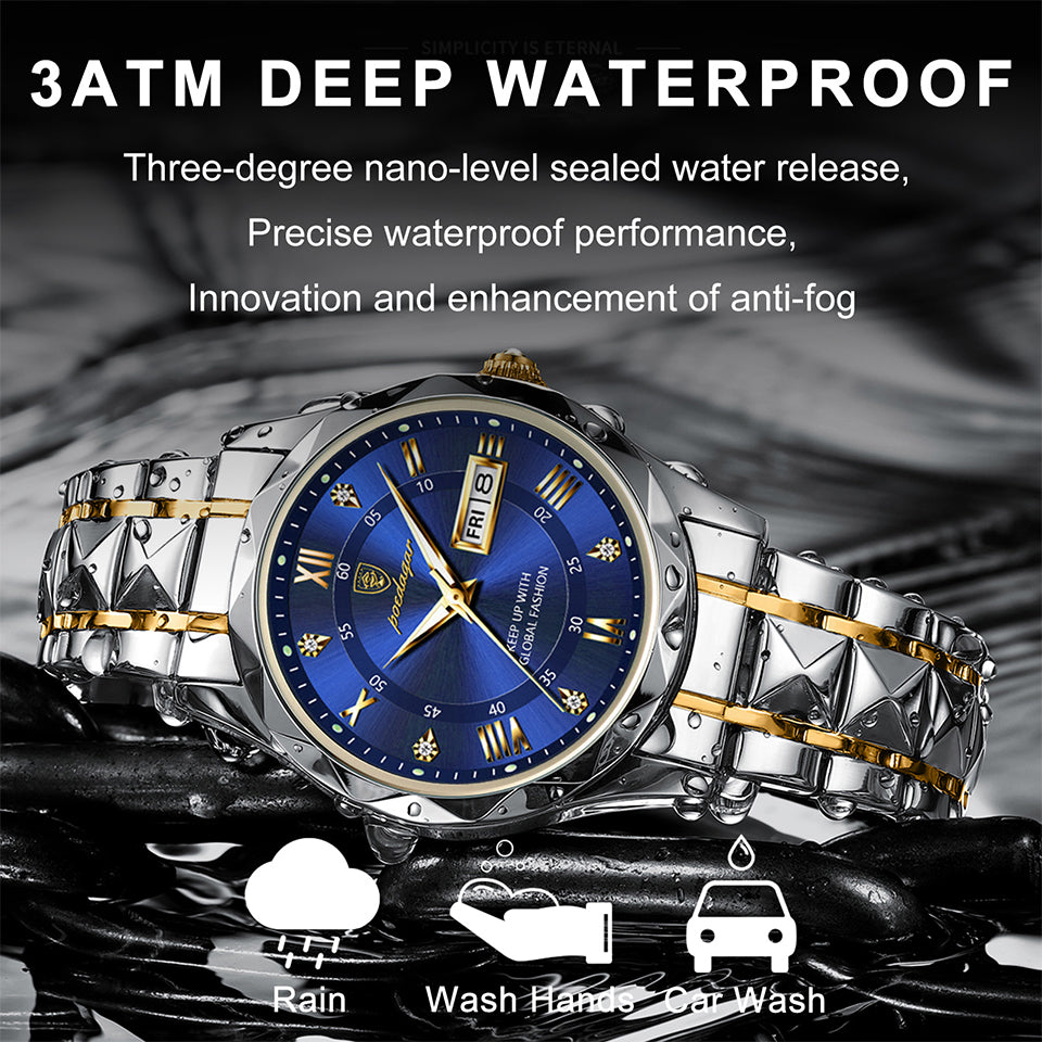 POEDAGAR Men Quartz Watch New Luxury For Man Sports Waterproof Luminous Stainless Steel Week Date Men's Watches Male Clock + Box.