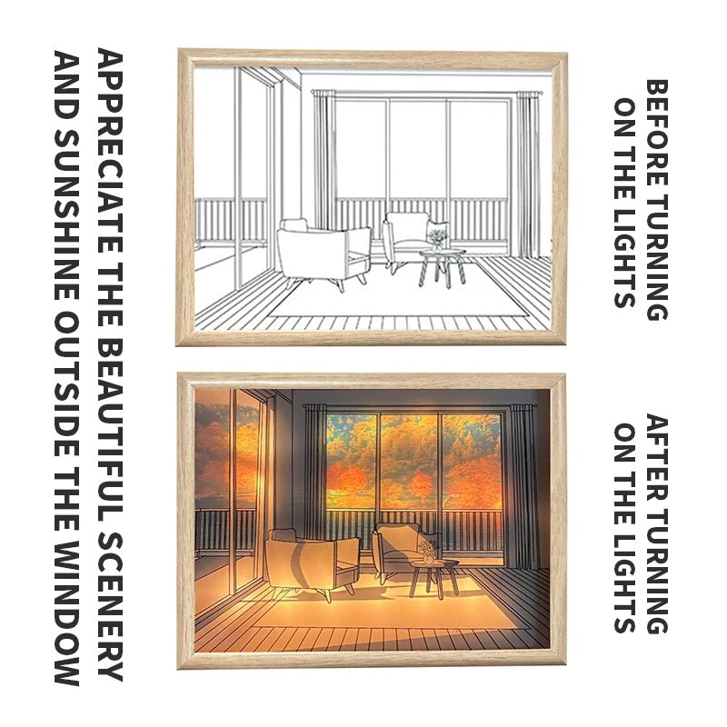 Light Shadow Lighting Painting Three Color Dimming Luminous Mural Living Room Bedroom Sunlight Small Night Light Decoration