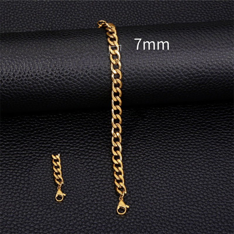 3-11mm Thick Waterproof Chain Bracelet for Men Stainless Steel Cuban Chain Wristband Classic Punk Heavy Men's Jewelry Gift.