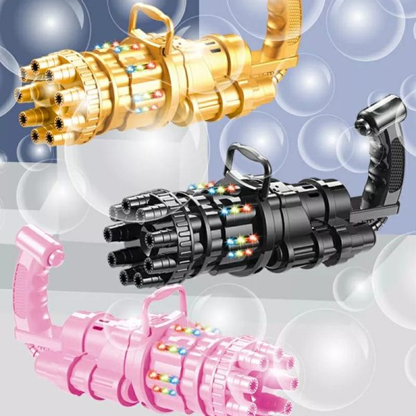 (nw00062)bubble Gun Kids Gatling Toys Summer Automatic Soap Water Gatling Bubble Machine Children Indoor Outdoor Toy Blower Bubbles (random Color)