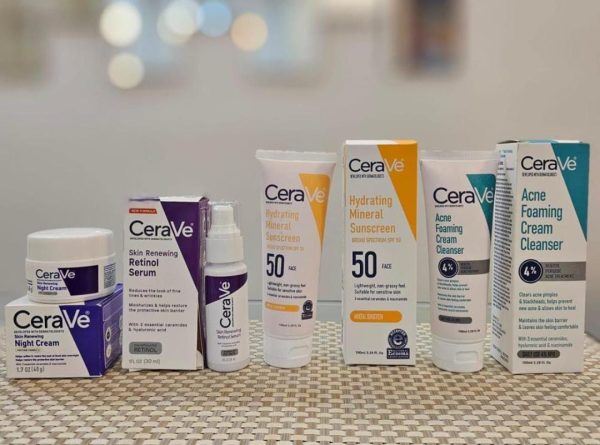 Cerave 4 In 1 Skincare Kit Night Cream, Sunblock, Cleanser & Serum For Radiant Skin.