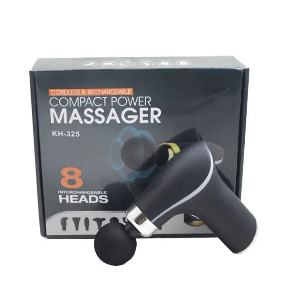 Compact Power Massage With 8 Interchangeable Heads, Cordless & Rechargeable Massager For Deep Tissue Muscle Relaxation Kh-325.(random Color)