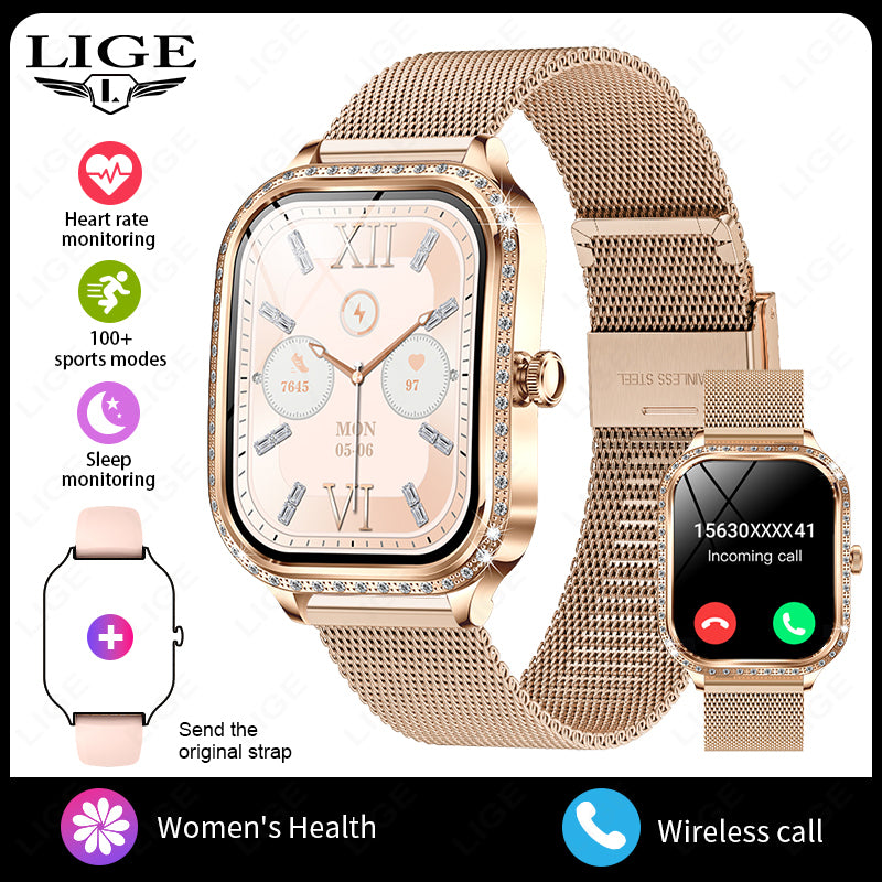 LIGE Smart Watches for Women Waterproof Bluetooth Call Fitness Tracker Smartwatch Mujer Digital Womens Watch Heart Rate Monitor.