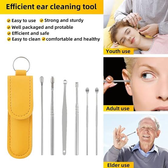 Ear Pick With Storage Bag Dig Ear Wax Remover Cleaner Care Portable Travel Kit Cleaner Spoon.