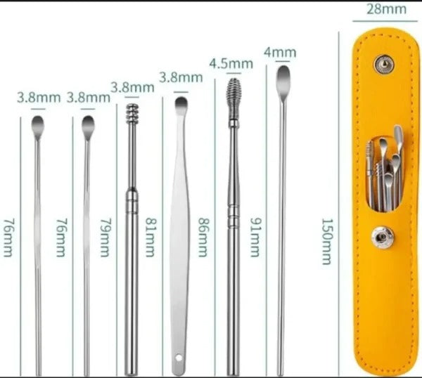 Ear Pick With Storage Bag Dig Ear Wax Remover Cleaner Care Portable Travel Kit Cleaner Spoon.