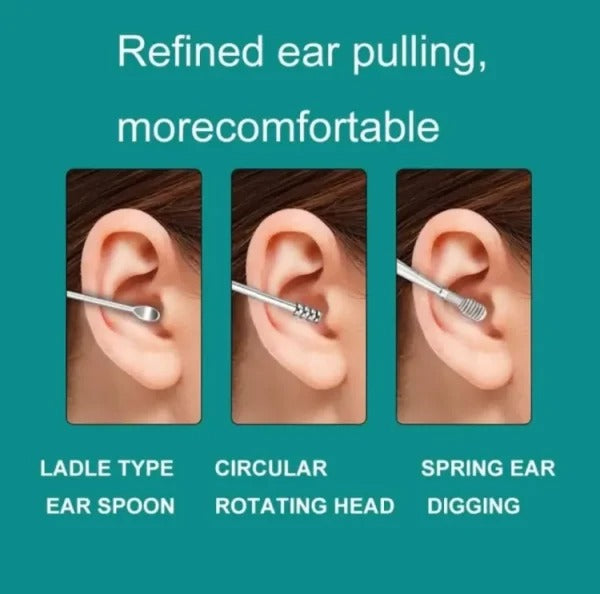 Ear Pick With Storage Bag Dig Ear Wax Remover Cleaner Care Portable Travel Kit Cleaner Spoon.