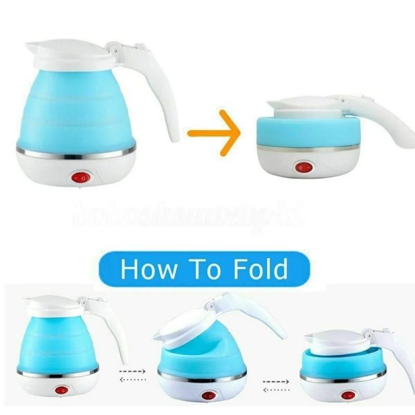 Fast Water Boiling 600 Ml Portable Kettle Travel Kettle Foods Boils Quickly Silicone Small Collapsible Foldable Electric Sports Bottles(random Color).