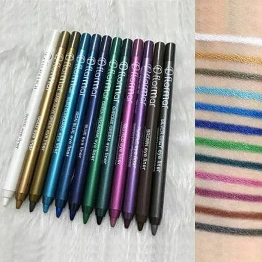 Flormor Pencil Pack Of 12 | Flormal Eye Liner Pencil 12 Pencils Pack | Water Proof Eyeliner (random Color Shades).
