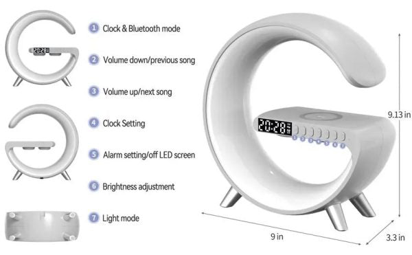 G63 Rgb Light Bluetooth Speaker With 10w Wireless Charging 4 In 1 Led Atmosphere Rgb Night Light Alarm Clock Desk Lamp Bluetooth Speaker Wireless Charging Modern.