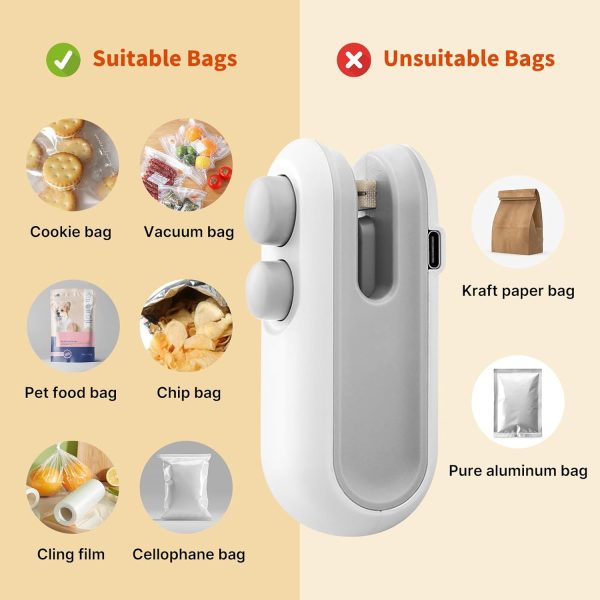 Heat Sealing Machine 2 In 1 Cutting And Sealer Usb Rechargeable Food Sealer Mini Sealer For Snack Storage Food Sealer For Chip Bags, Plastic Bags, Food Storage, Etc(random Color)