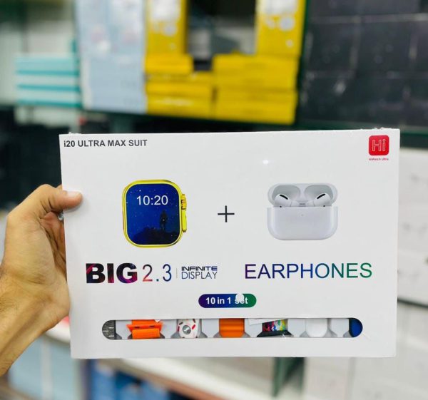 I20 Ultra Max Smart Watch | Premium Quality | 2.3 ” Big Display Screen | Watch For Men & Women | Watch For Kids | Watch For Boys | Airpods & 7 Straps In Box | 10 In 1 (random Color).