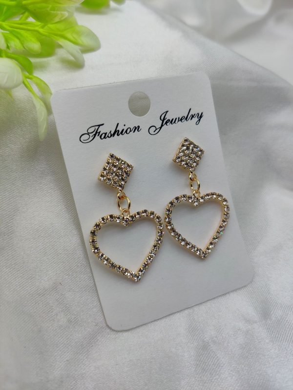 Imported Glamorous Crystal Heart Drop Earrings 🌟 | Best Quality Artificial Earrings For Girls & Women