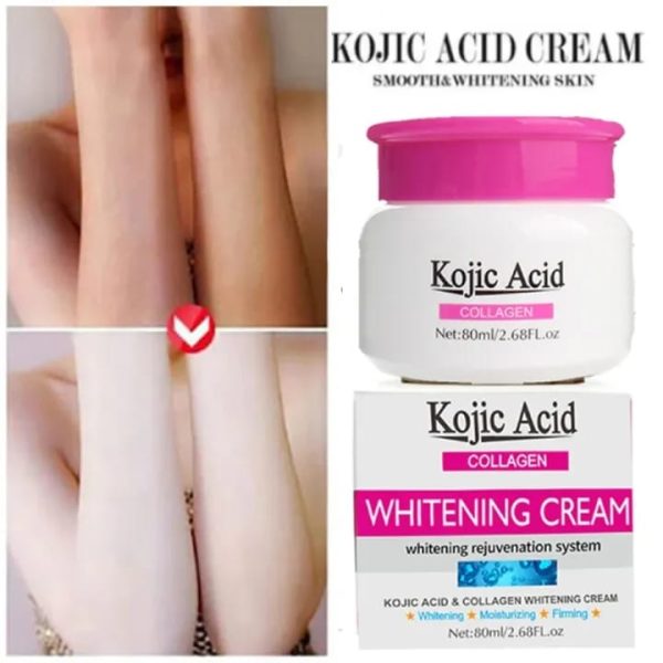 Kojic Acid Collagen Whitening Cream Bleaching Face Body Lightening Cream Underarm Armpit Whitening Cream 80ml.