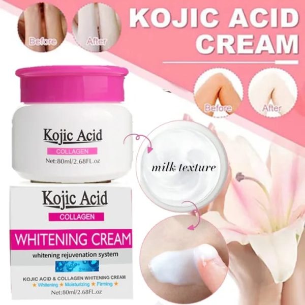 Kojic Acid Collagen Whitening Cream Bleaching Face Body Lightening Cream Underarm Armpit Whitening Cream 80ml.