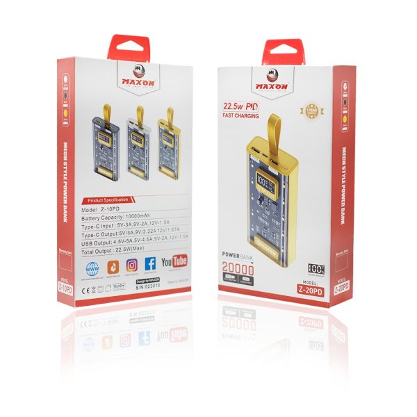Maxon Z-20pd 20000mah 22.5w Pd Power Bank (random Color ).