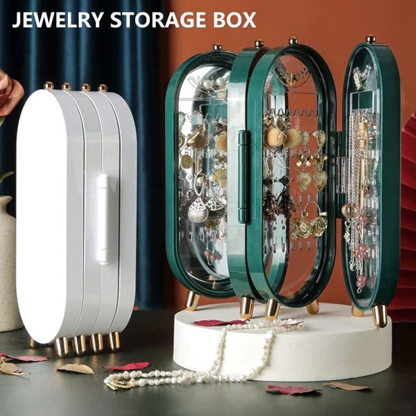Screen Folding Jewelry Box | Jewelry Cabinet Organizer With Mirror (random Color).