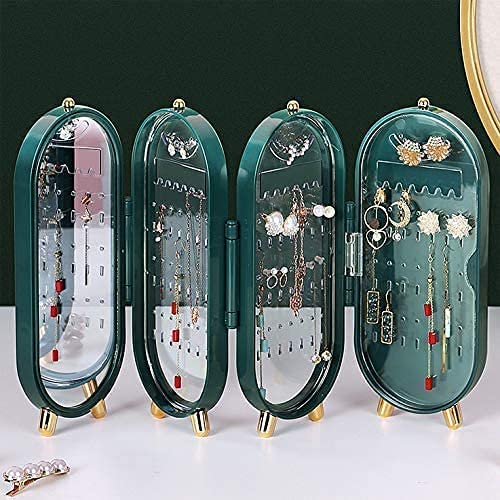 Screen Folding Jewelry Box | Jewelry Cabinet Organizer With Mirror (random Color).