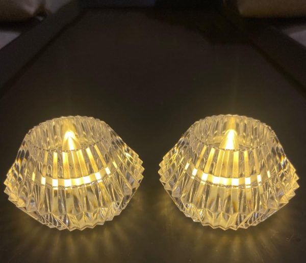 Smokeless & Flameless Led Tealight Acrylic Decorative Tea Light Candles For Home Decor, Gifting, Birthday, Festival Decoration (crystal Diamond Diya Candle, Pack Of 1) (cell Operated).